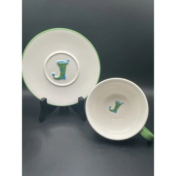 Starbucks | Dining | Starbucks Holiday 206 Mug Saucer Set 2 Fl Oz Coffee  Tea Plate Green Blue | Poshmark